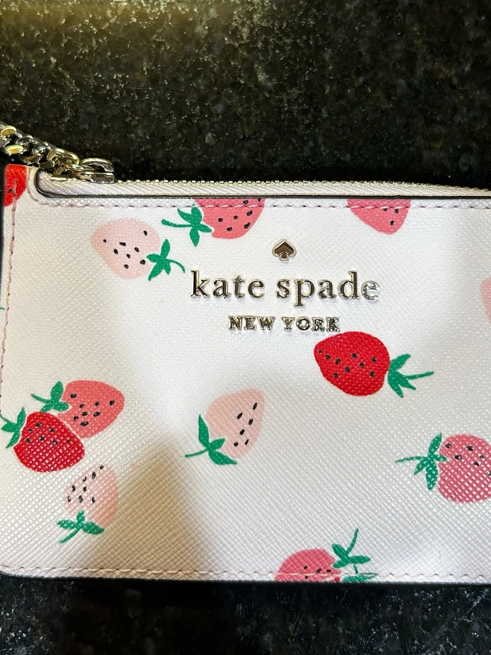 Kate Spade Staci Wild Strawberries Medium L-Zip Card Holder